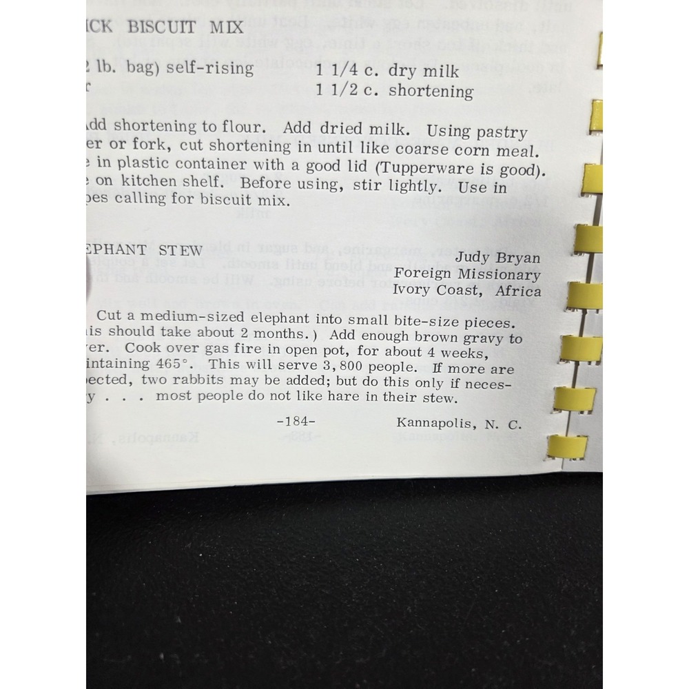 Ben Avenue Free Will Baptist Church Cookbook Kannapolis NC 1978 Missionaries - Picture 6 of 16
